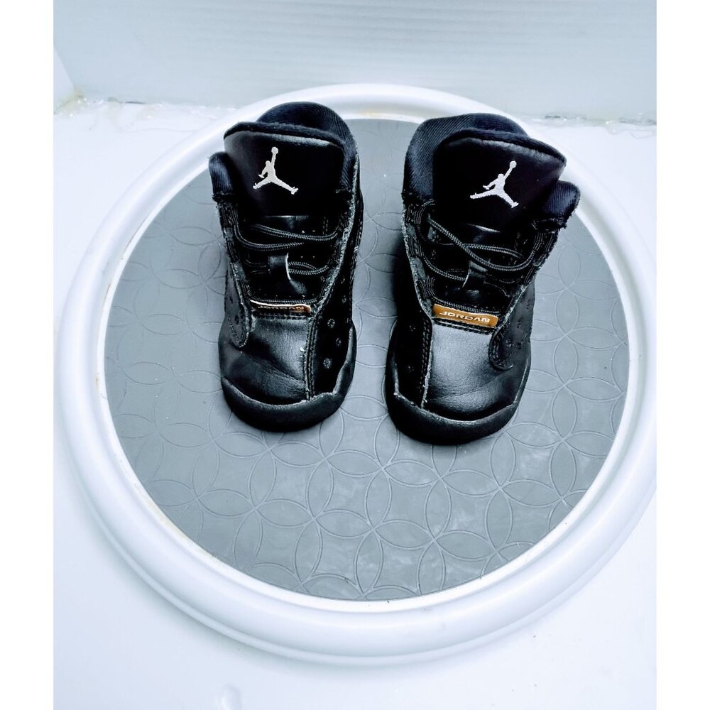 Air Jordan Toddler Shoes 5C Black Leather Sneakers With Jumpman Logo & Lace-Up C